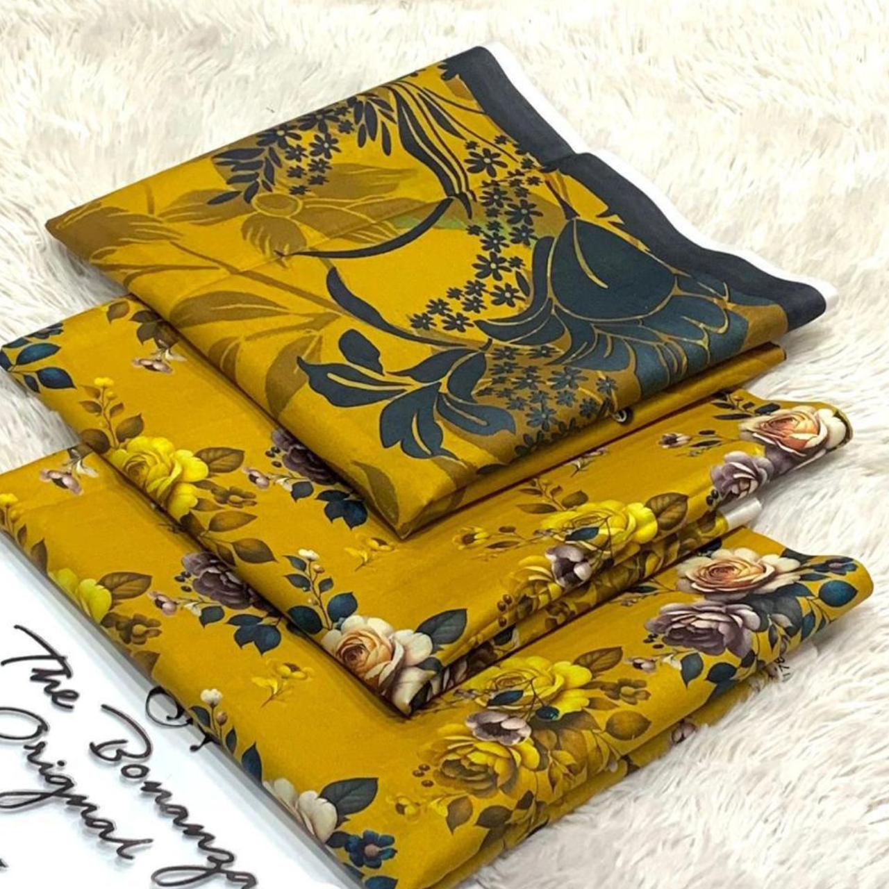 Lemon Zest 3-Piece Unstitched Suit - Geometric Paisley Fusion