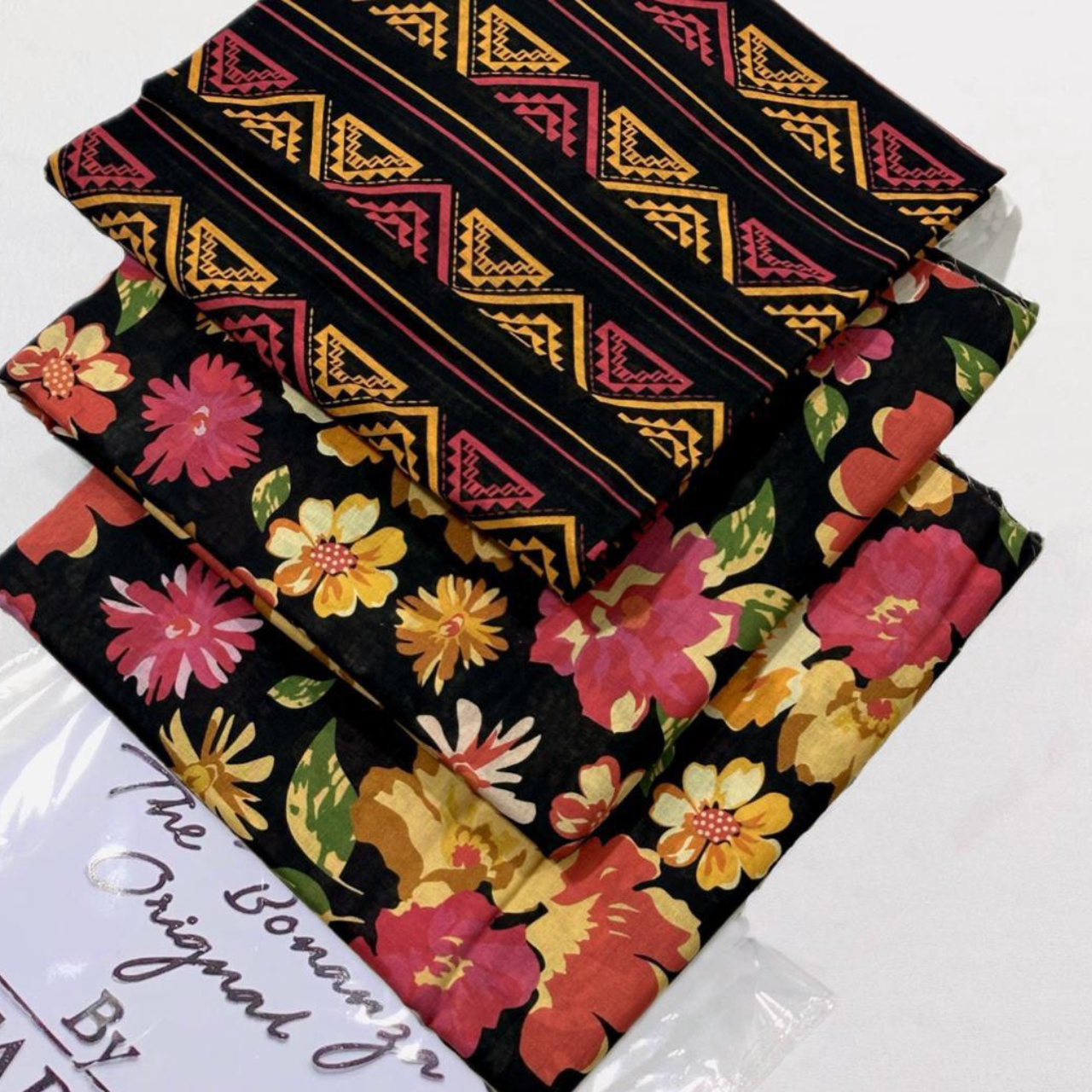 Terracotta Rose 3-Piece Unstitched Suit - Crimson & Gold Accents