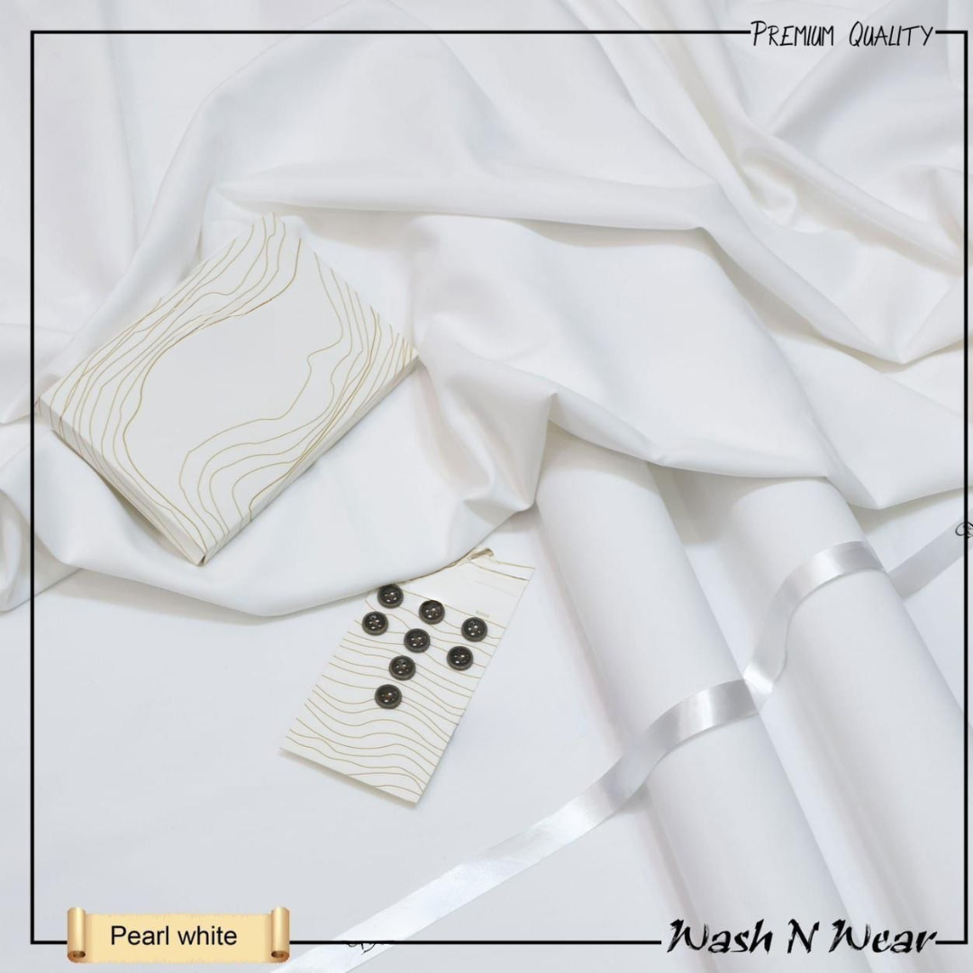 Premium Pearl White Wash & Wear Fabric