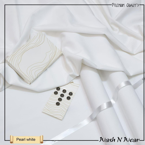 Premium Pearl White Wash & Wear Fabric