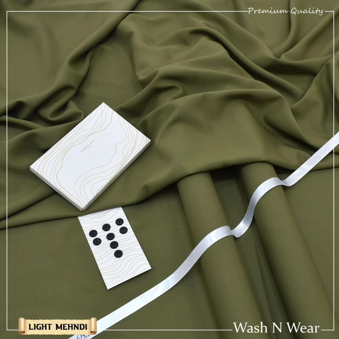 Premium Light Mehndi Wash & Wear Fabric – Refined Natural Tone