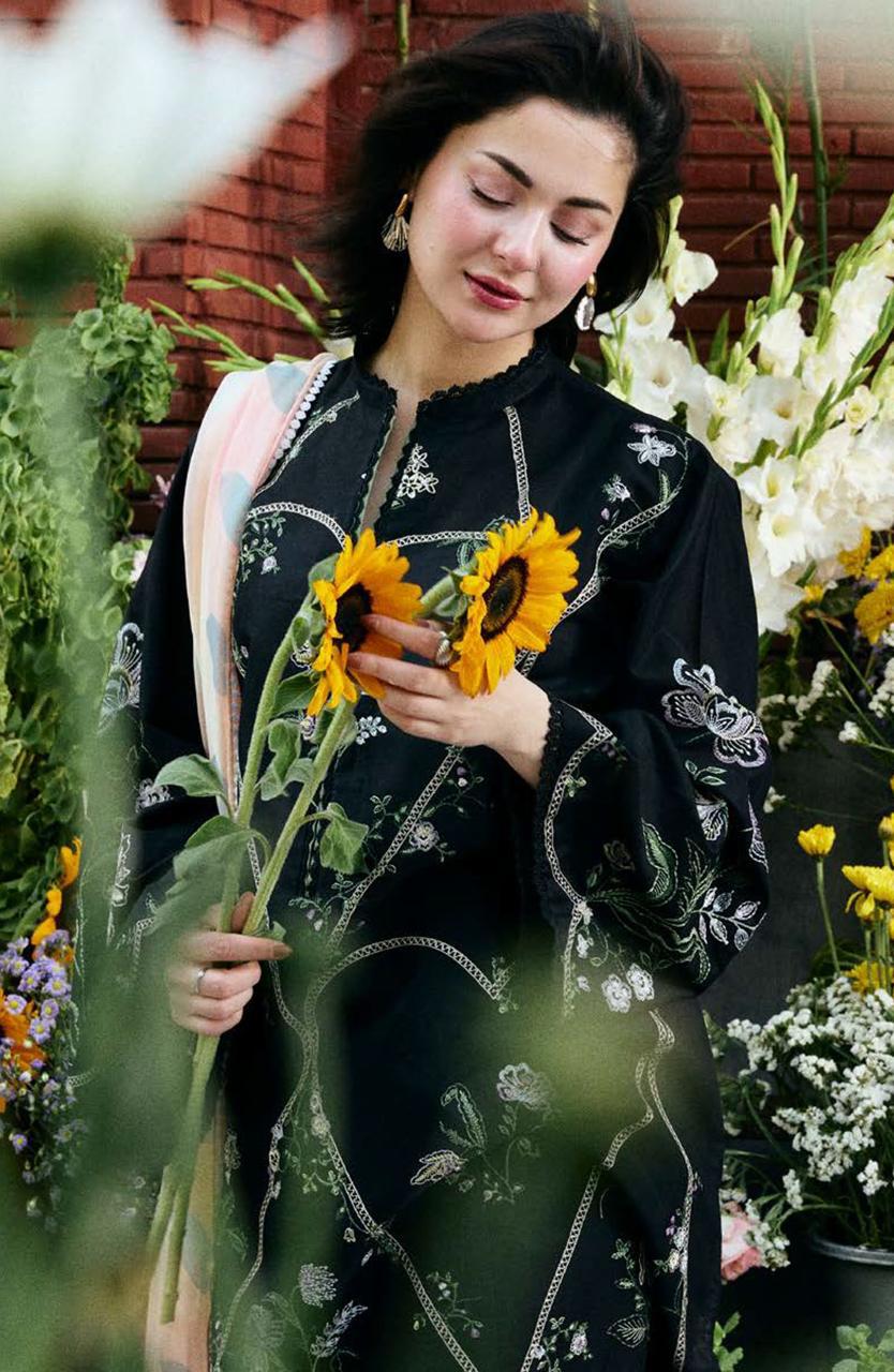 Classic Black Embroidered Lawn Suit