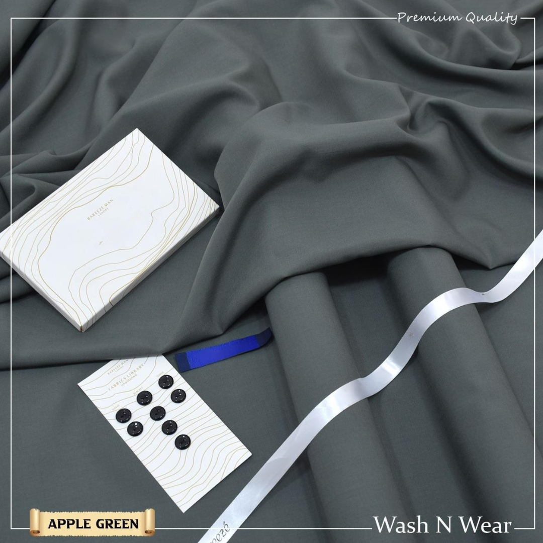 Premium Apple Green Wash N Wear Fabric