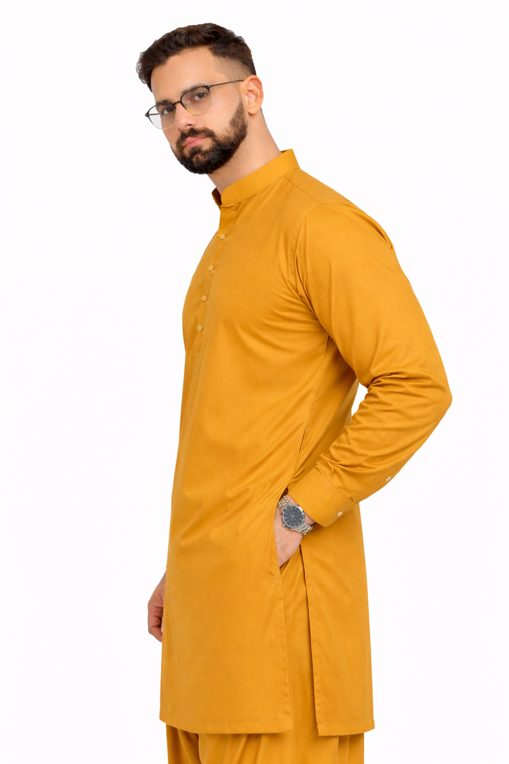 Mustard Yellow Unstitched Shalwar Kameez – Everyday Comfort