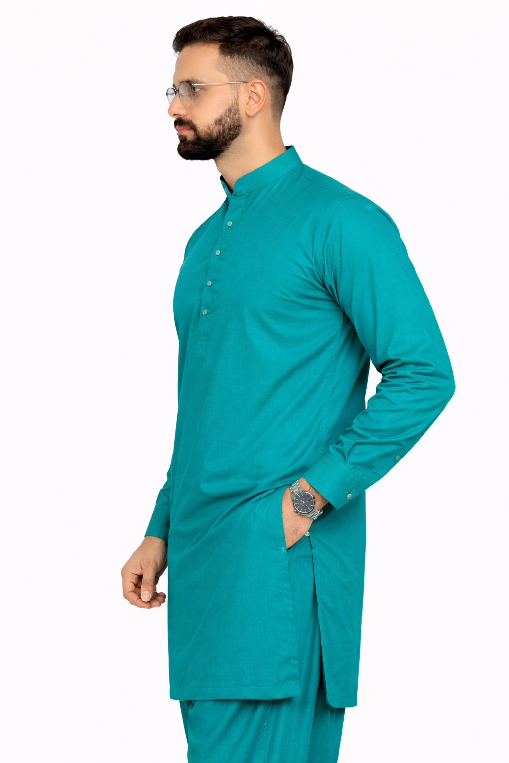 Turquoise Teal Unstitched Shalwar Kameez – Everyday Comfort