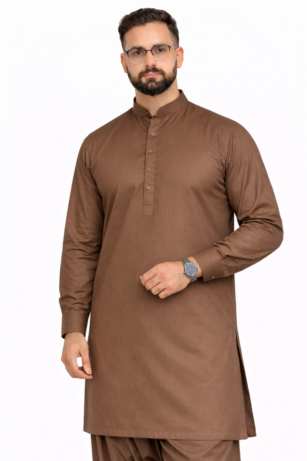 Mocha Brown Unstitched Shalwar Kameez – Everyday Comfort