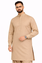 Classic Khaki Beige Wool Unstitched Shalwar Kameez – Everyday Comfort