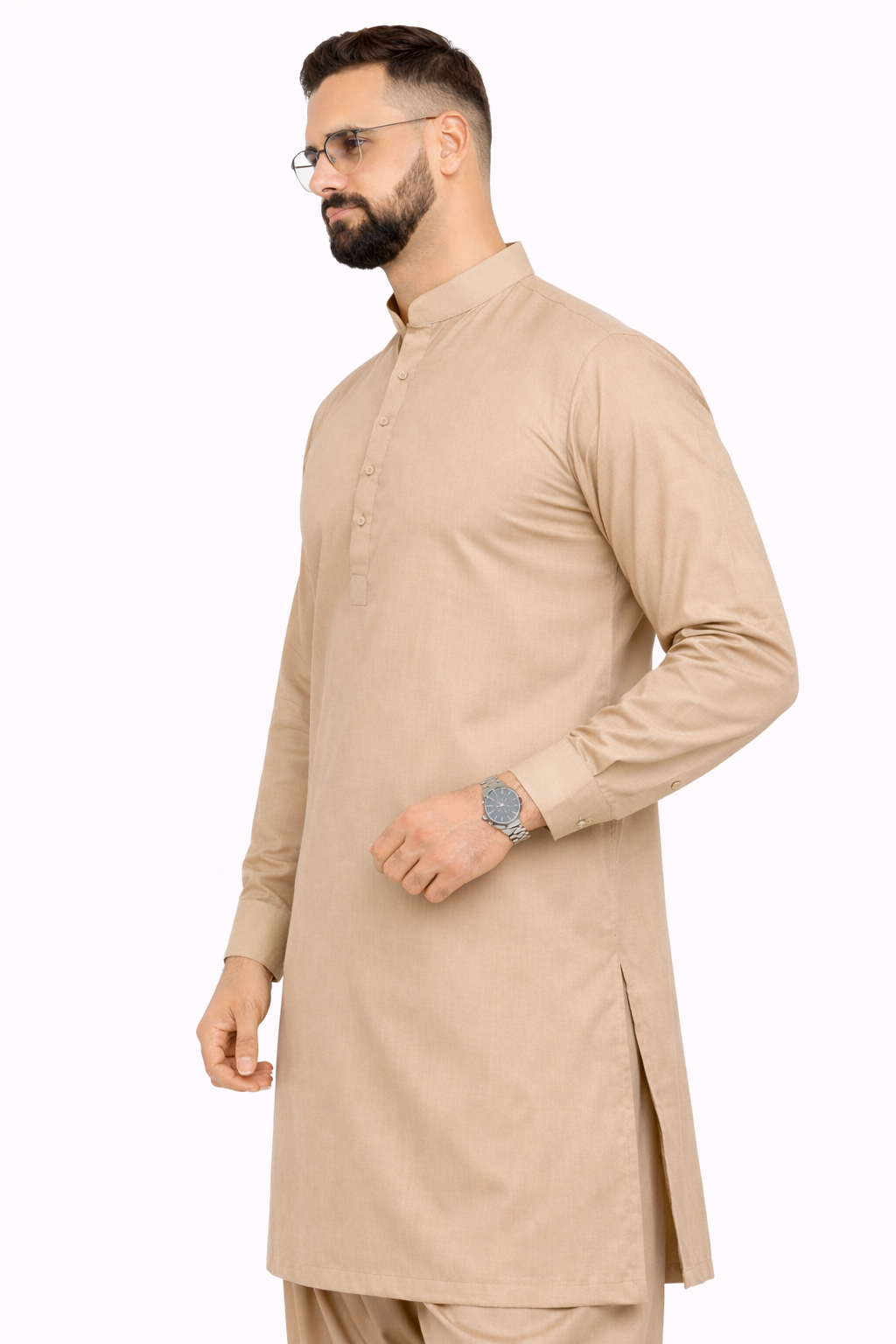 Classic Khaki Beige Wool Unstitched Shalwar Kameez – Everyday Comfort