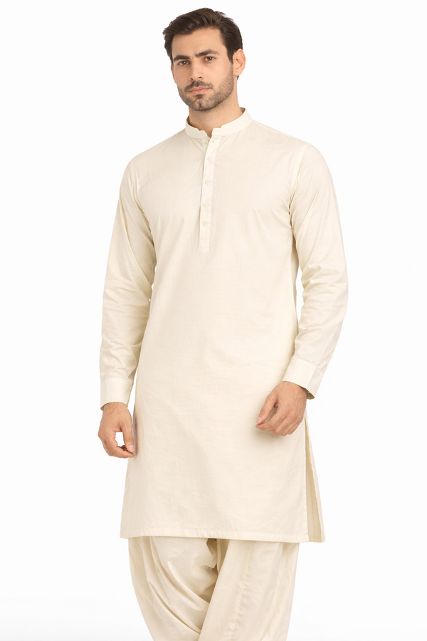 Cream Ivory Unstitched Shalwar Kameez – Everyday Comfort