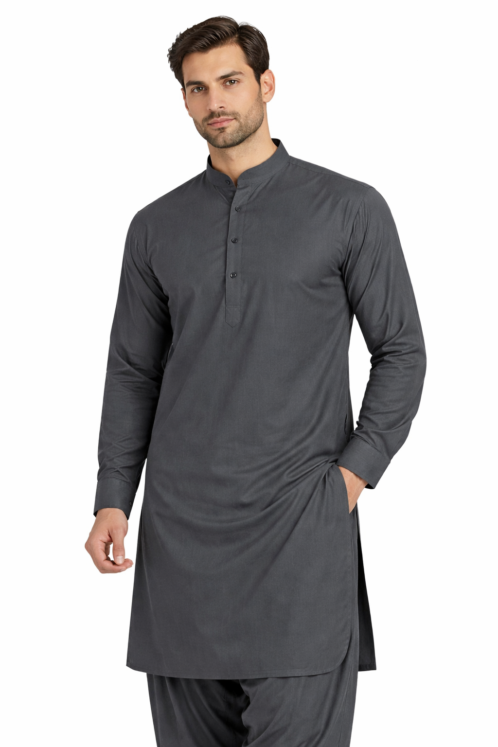 Charcoal Grey Unstitched Shalwar Kameez – Everyday Comfort