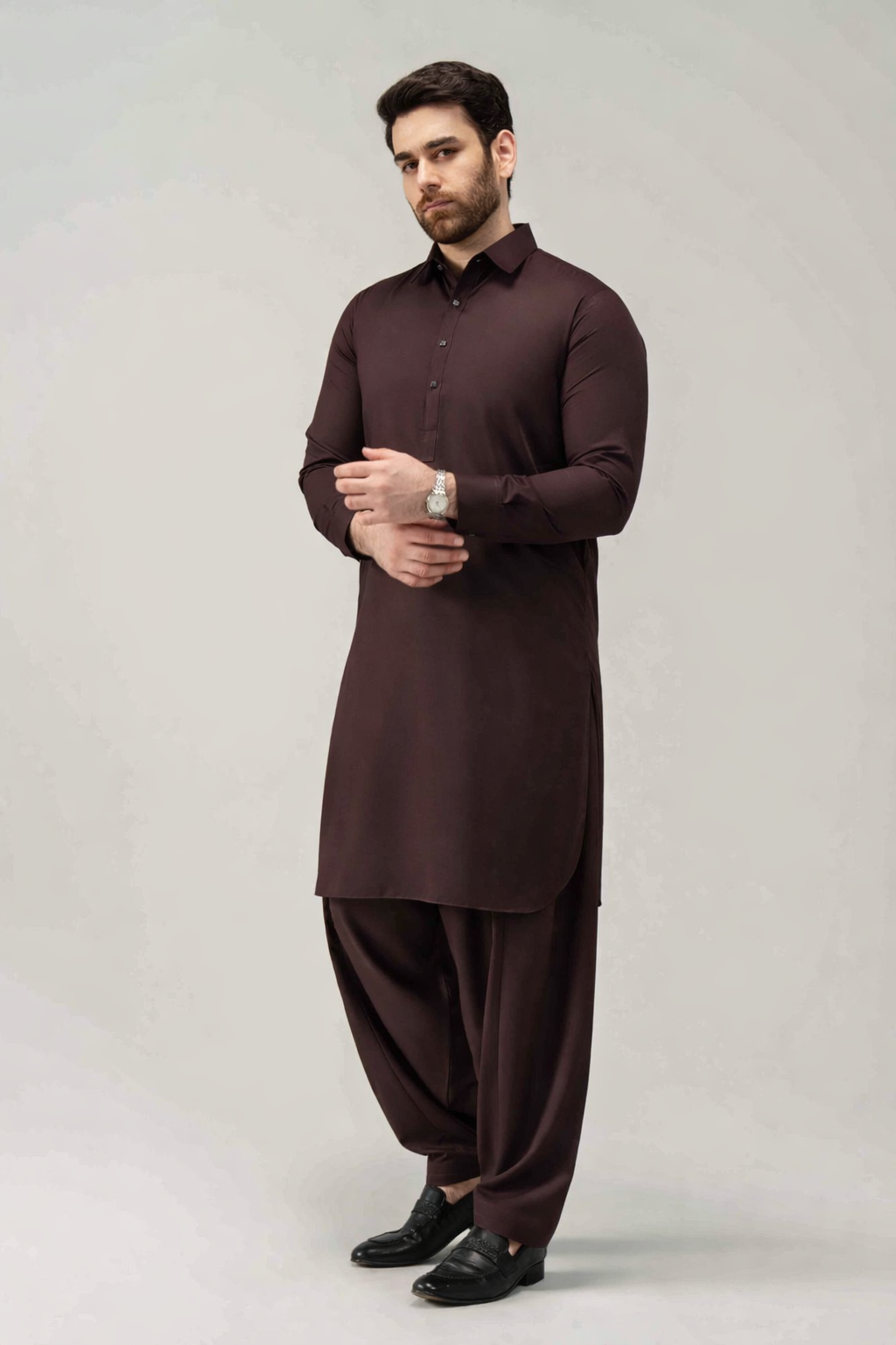 Wine Unstitched Shalwar Kameez – Everyday Comfort