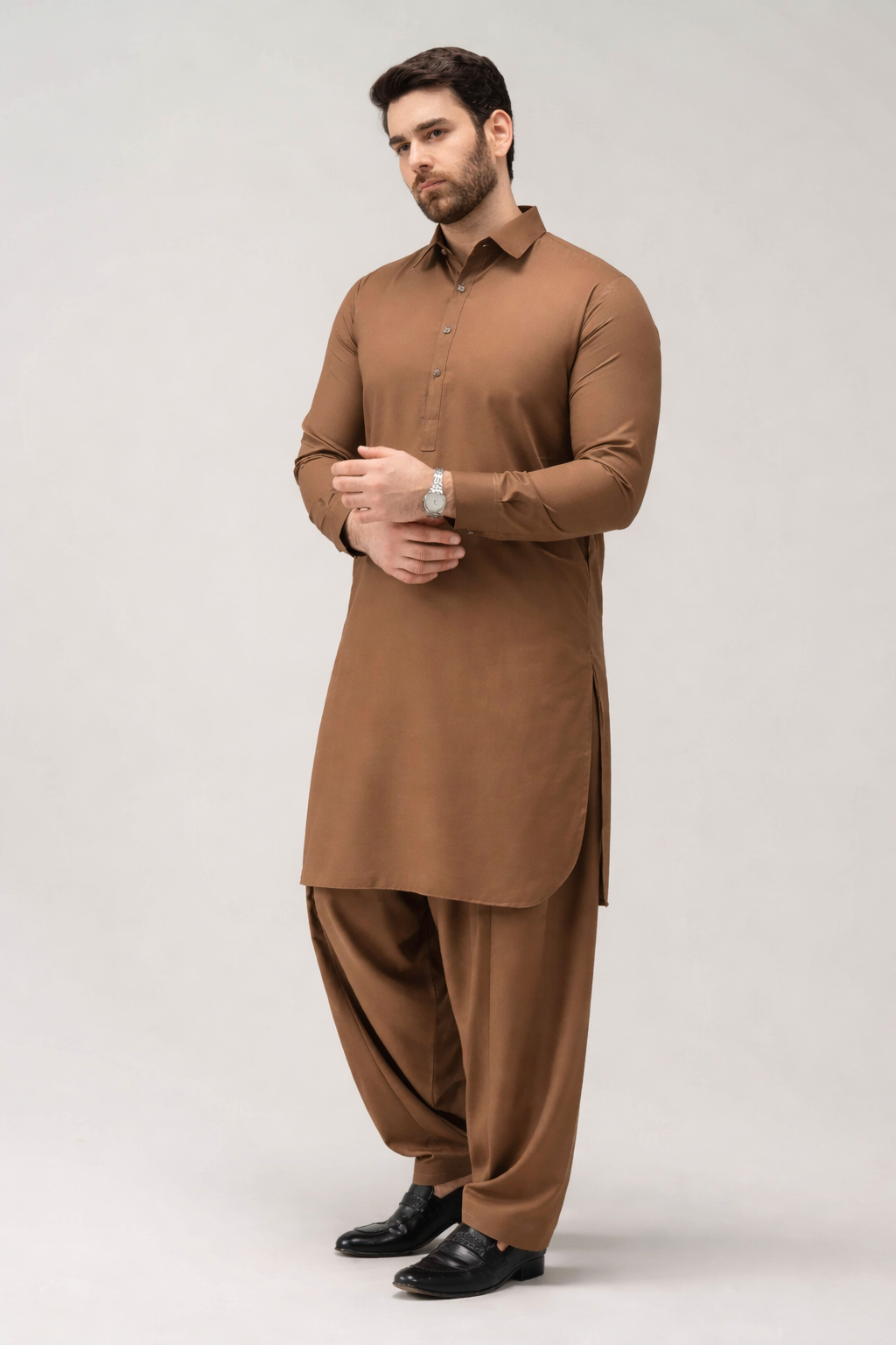 Caramel Brown Unstitched Shalwar Kameez – Everyday Comfort