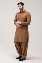 Caramel Brown Unstitched Shalwar Kameez – Everyday Comfort