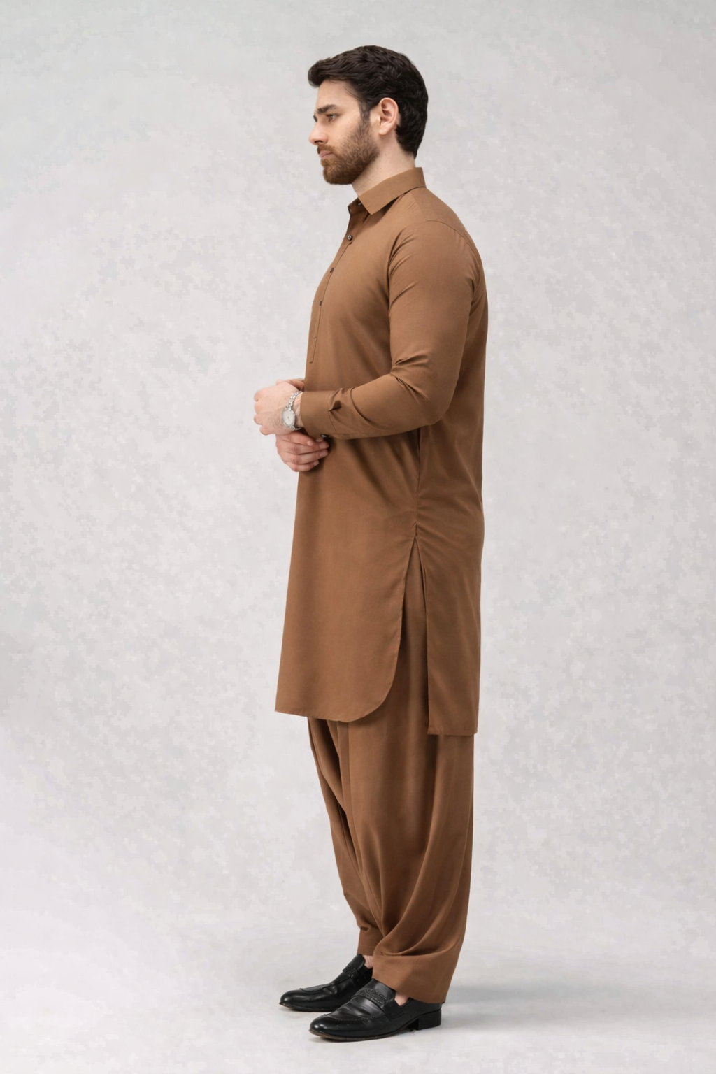Caramel Brown Unstitched Shalwar Kameez – Everyday Comfort