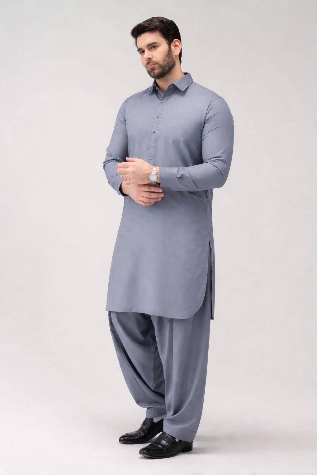 Light Grey Unstitched Shalwar Kameez – Everyday Comfort