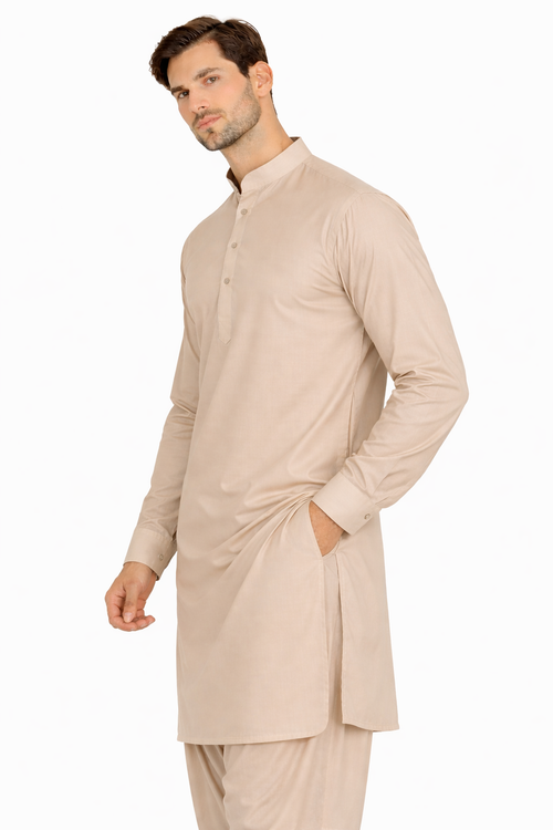 Beige Unstitched Shalwar Kameez – Everyday Comfort