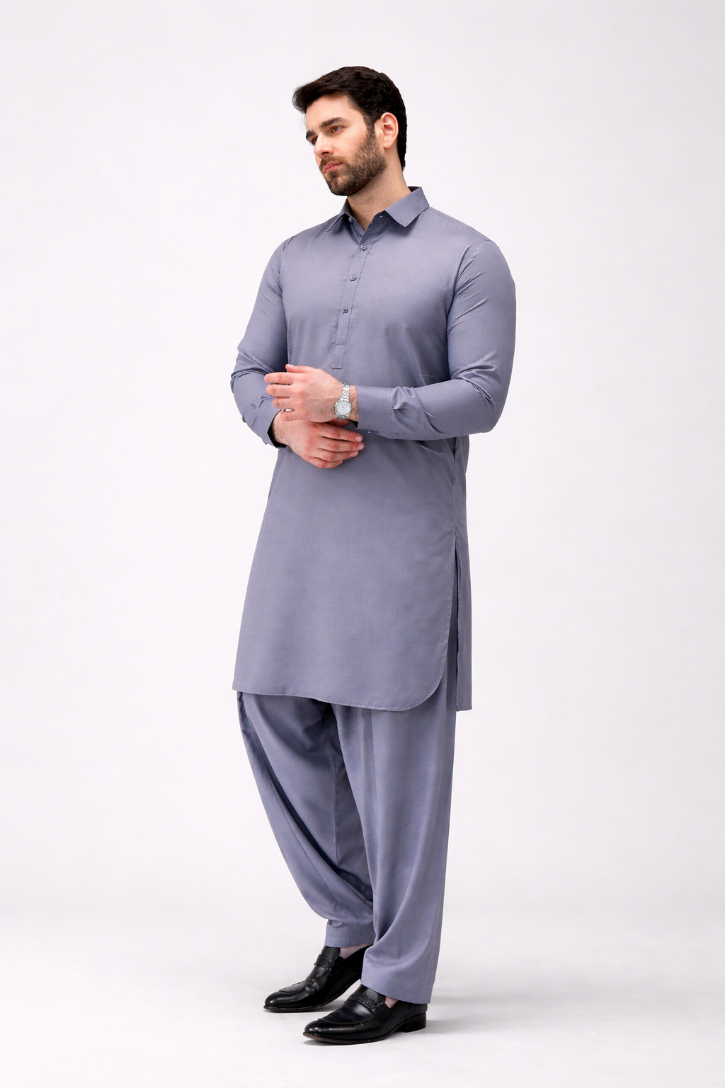 Grey Metallic Unstitched Shalwar Kameez – Everyday Comfort