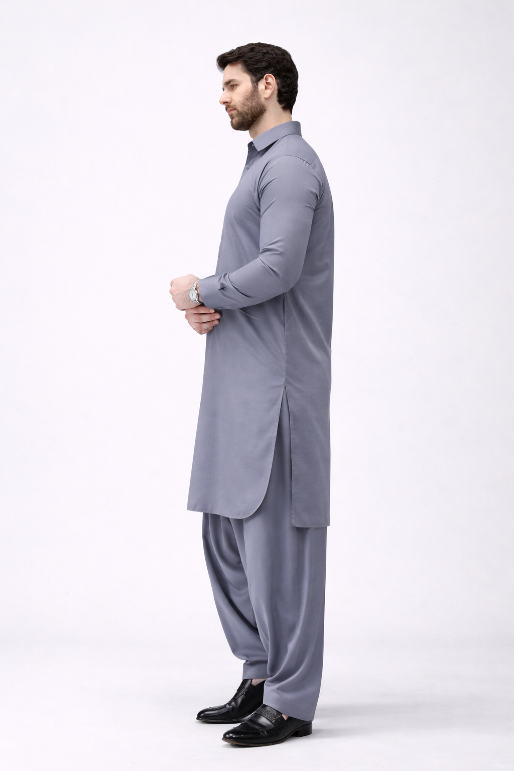 Grey Metallic Unstitched Shalwar Kameez – Everyday Comfort