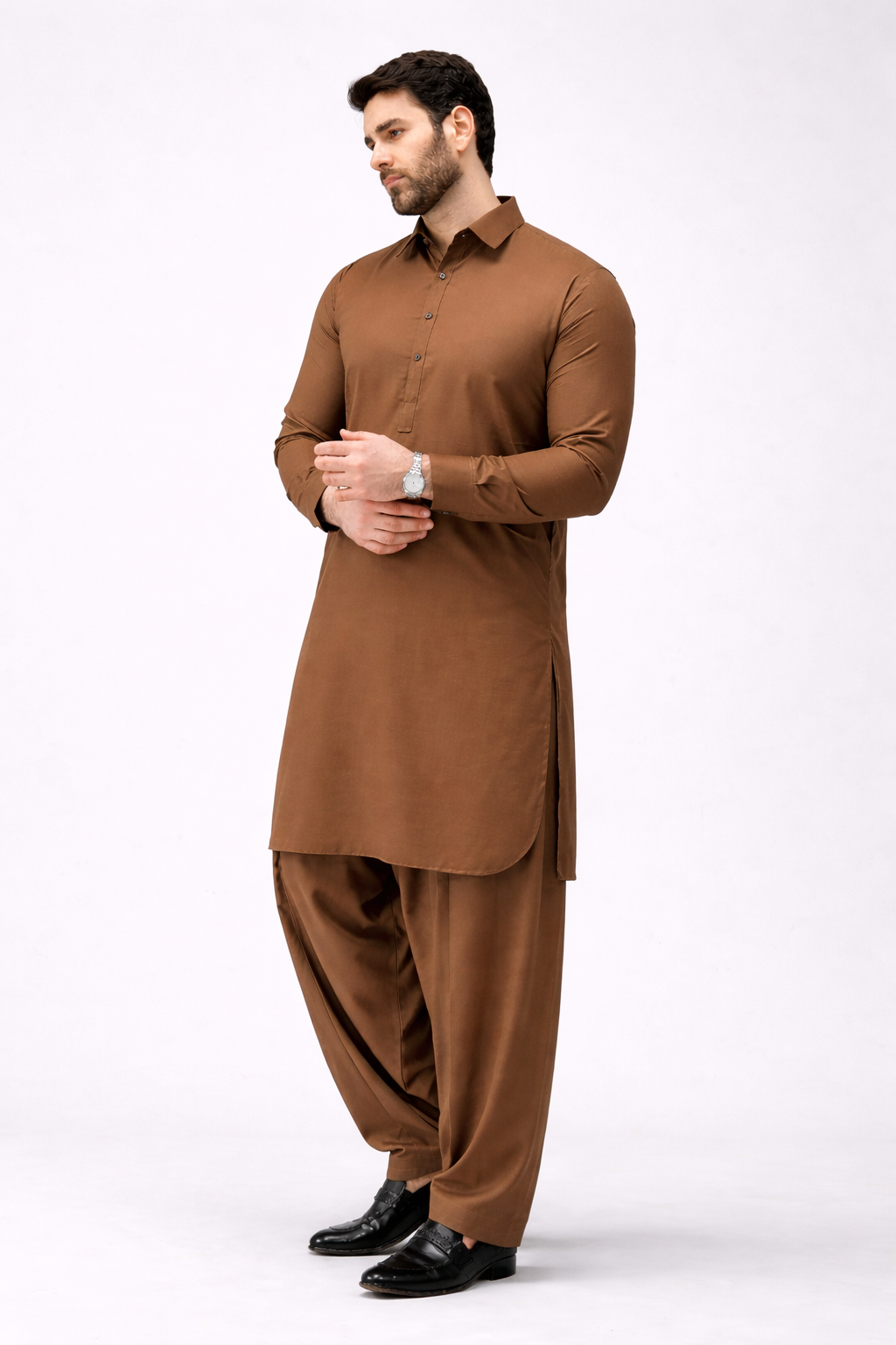 Cedar Brown Unstitched Shalwar Kameez – Everyday Comfort