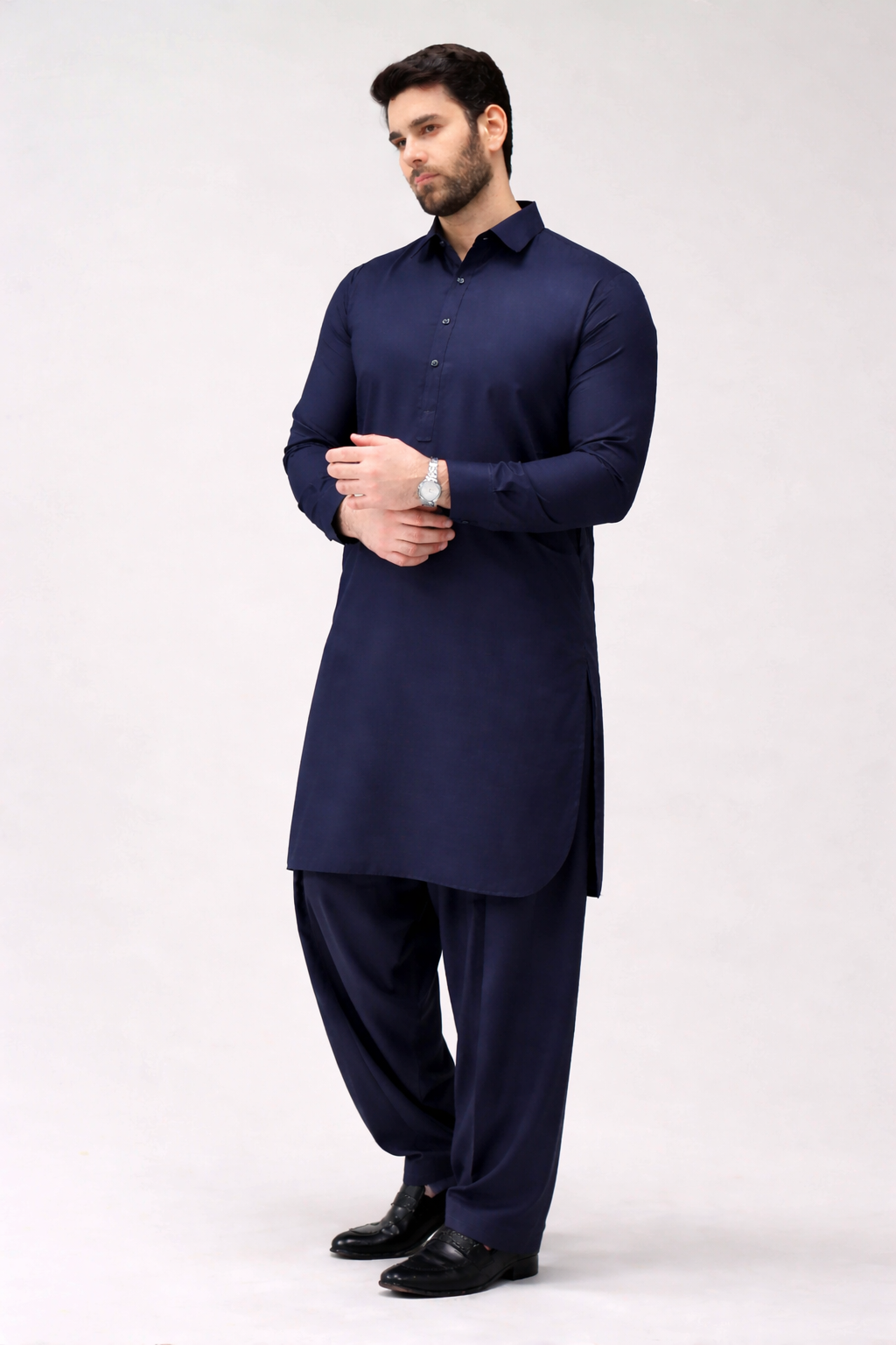 Navy Blue Unstitched Shalwar Kameez – Everyday Comfort