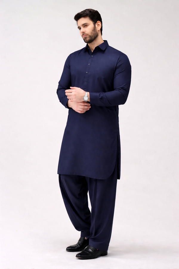 Navy Blue Unstitched Shalwar Kameez – Everyday Comfort