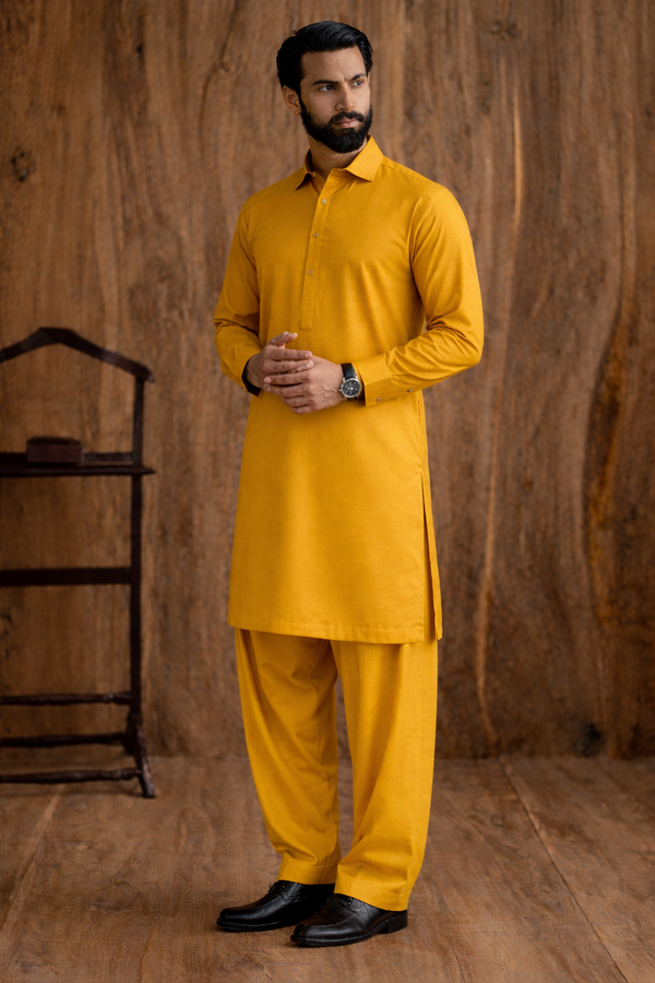Mustard Yellow Boski Unstitched Shalwar Kameez – Everyday Comfort
