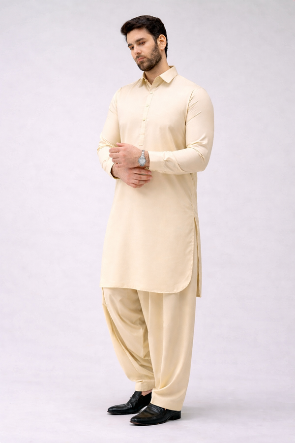 Cream Unstitched Shalwar Kameez – Everyday Comfort