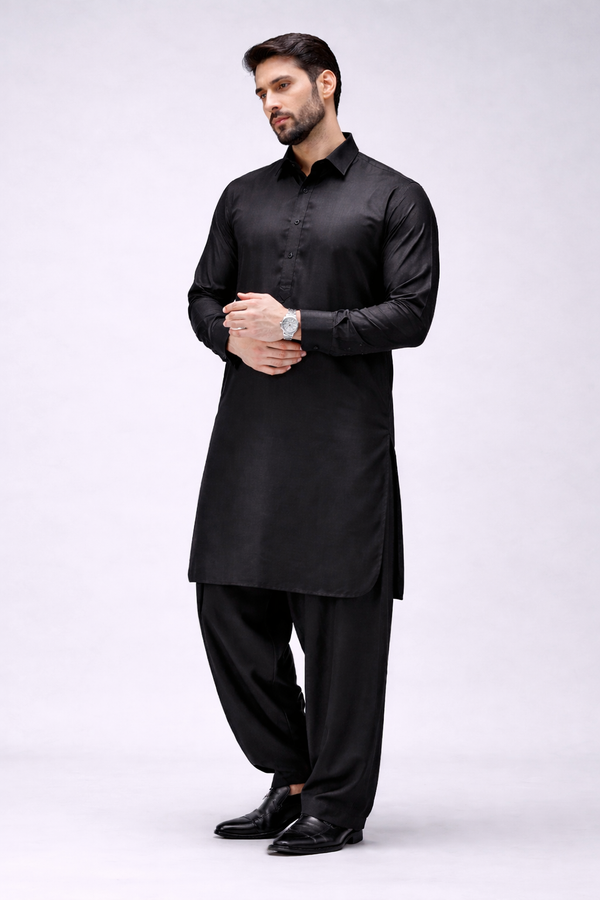 Black Boski Unstitched Shalwar Kameez – Everyday Comfort