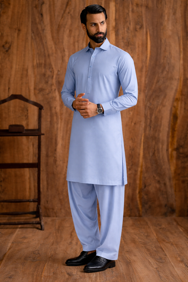 Sky Blue Boski Unstitched Shalwar Kameez – Everyday Comfort