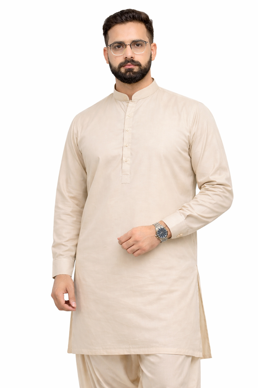 Beige Unstitched Shalwar Kameez – Everyday Comfort