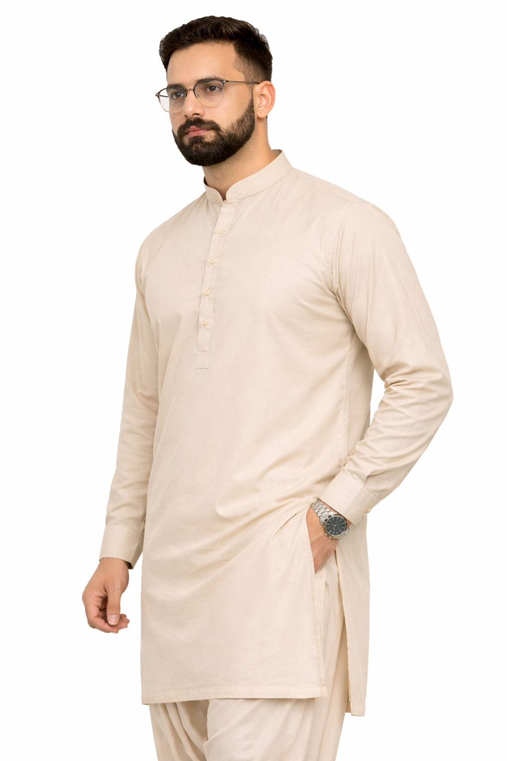 Beige Unstitched Shalwar Kameez – Everyday Comfort