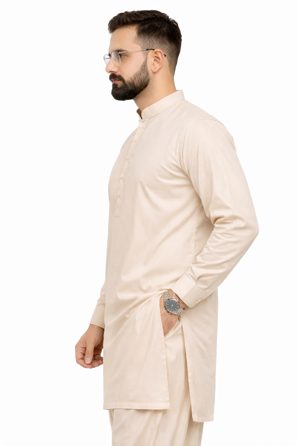 Beige Unstitched Shalwar Kameez – Everyday Comfort