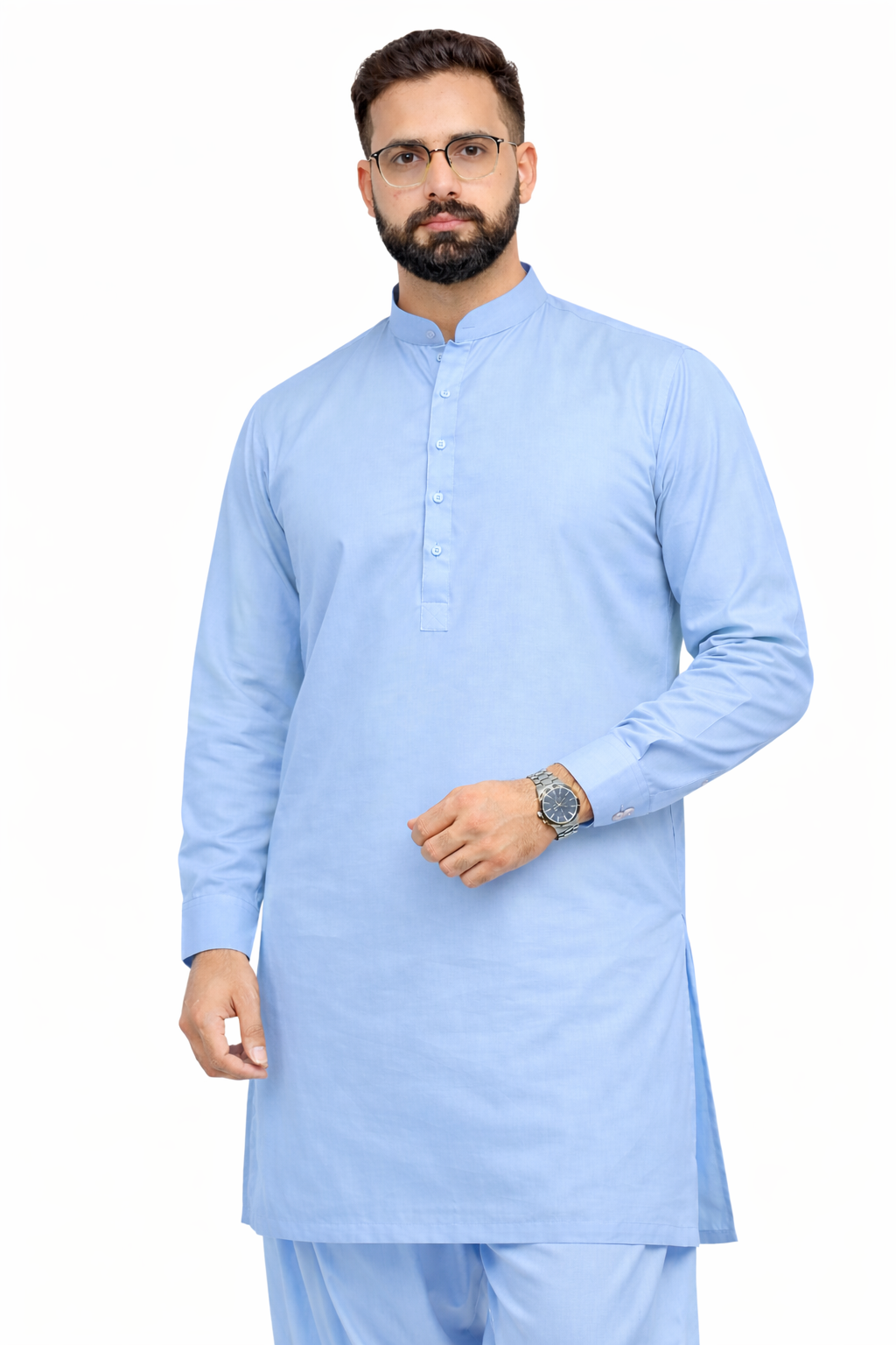 Sky Blue Unstitched Shalwar Kameez – Everyday Comfort