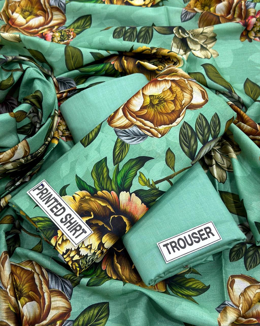 Golden Peony – 2-Piece Unstitched Floral Lawn Suit