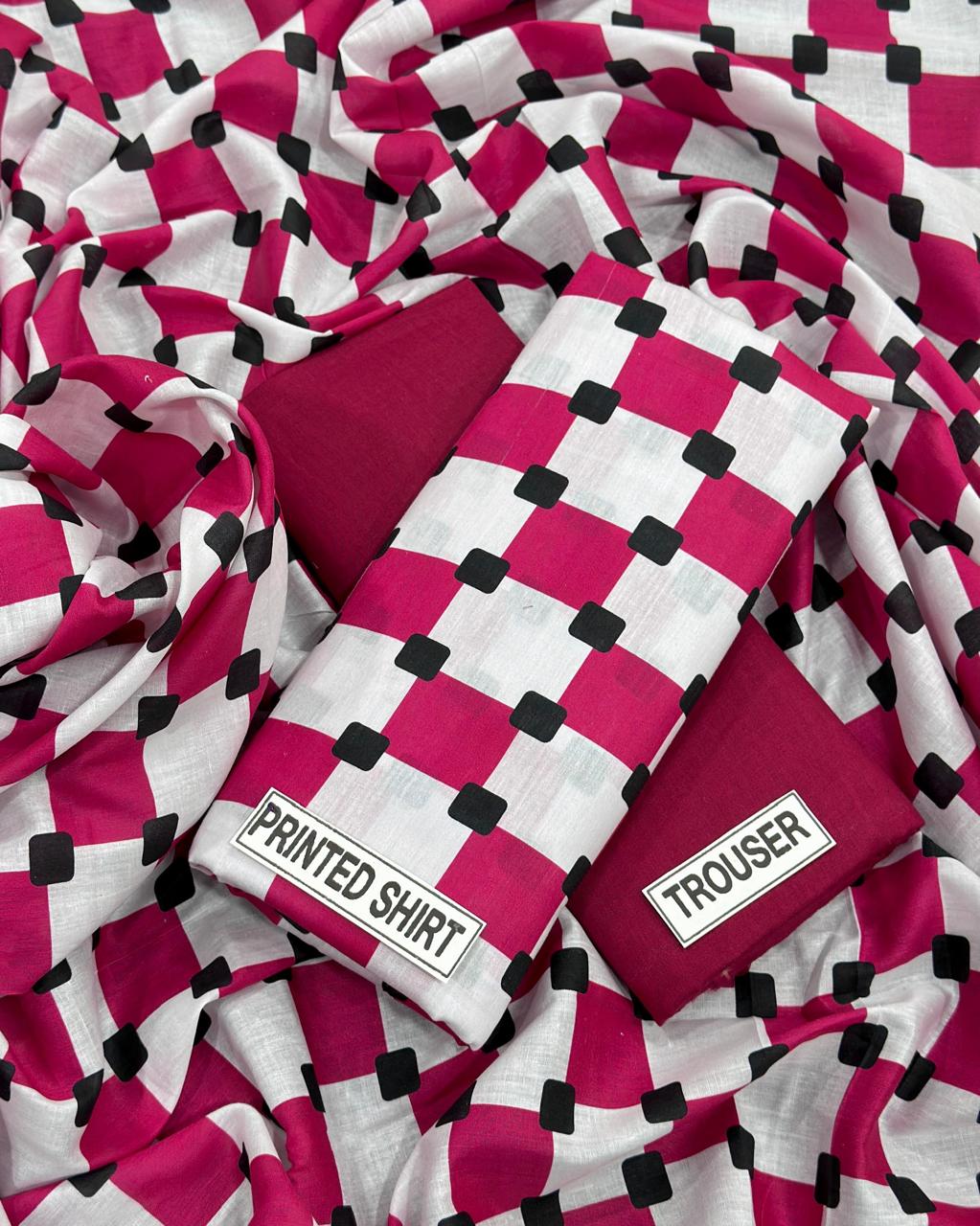 Magenta Matrix – 2-Piece Unstitched Geometric Lawn Suit